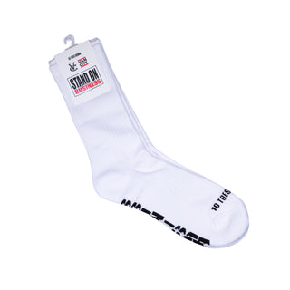 NEW STAND ON BUSINESS FRESH 2PAC SOCKS - WHITE MULTI LOGO