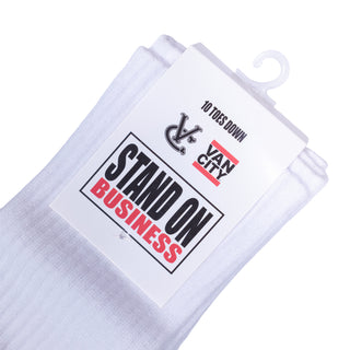 NEW STAND ON BUSINESS FRESH 2PAC SOCKS - WHITE MULTI LOGO