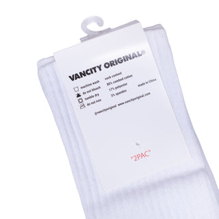 NEW STAND ON BUSINESS FRESH 2PAC SOCKS - WHITE MULTI LOGO