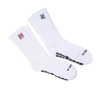 NEW STAND ON BUSINESS FRESH 2PAC SOCKS - WHITE MULTI LOGO