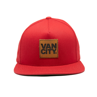 Casquette Snapback 5 panneaux en cuir - Rouge