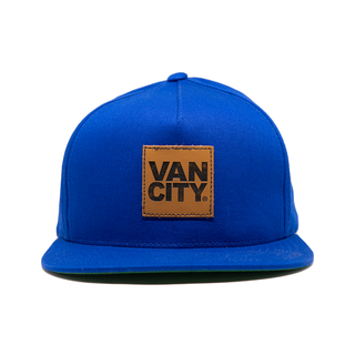Casquette Snapback 5 panneaux en cuir - Bleu roi